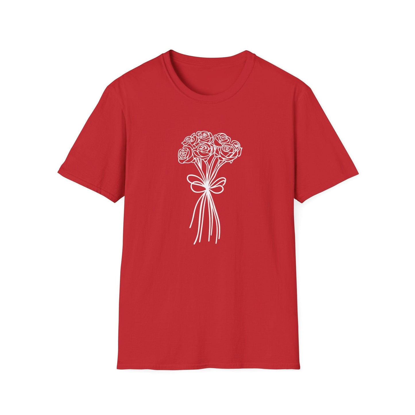 Sketch Rose Bouquet – White – T-shirt