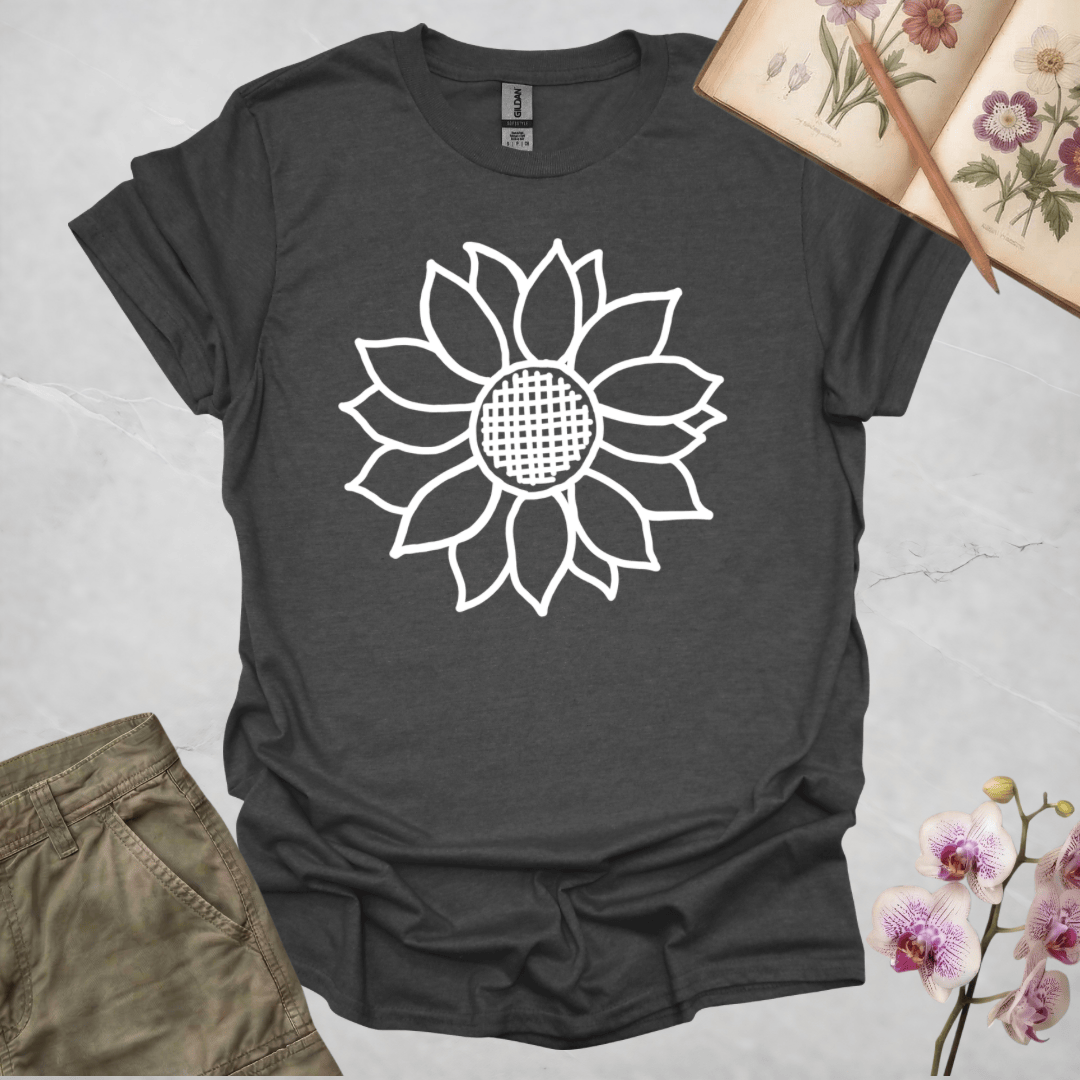 Criss Cross Sunflower - White - T-shirt