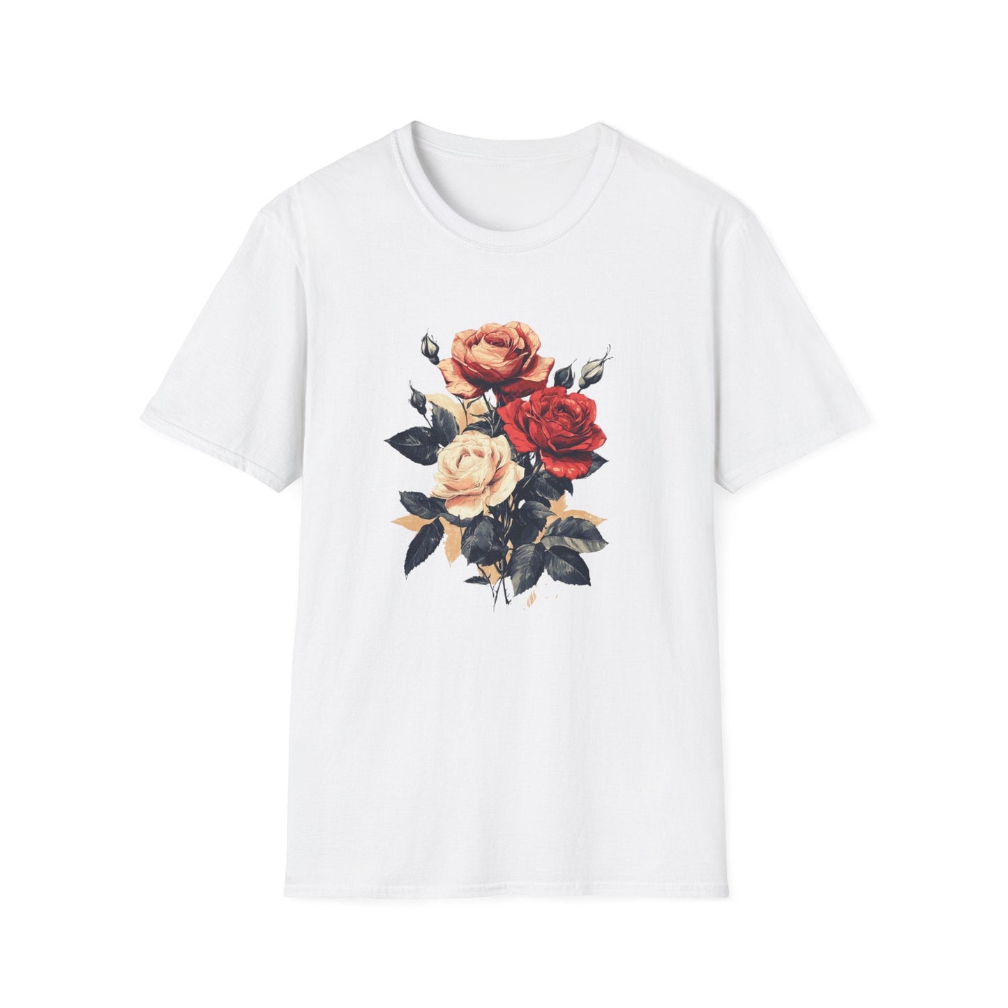 Vintage Red, Orange and Pink Roses  – T-shirt
