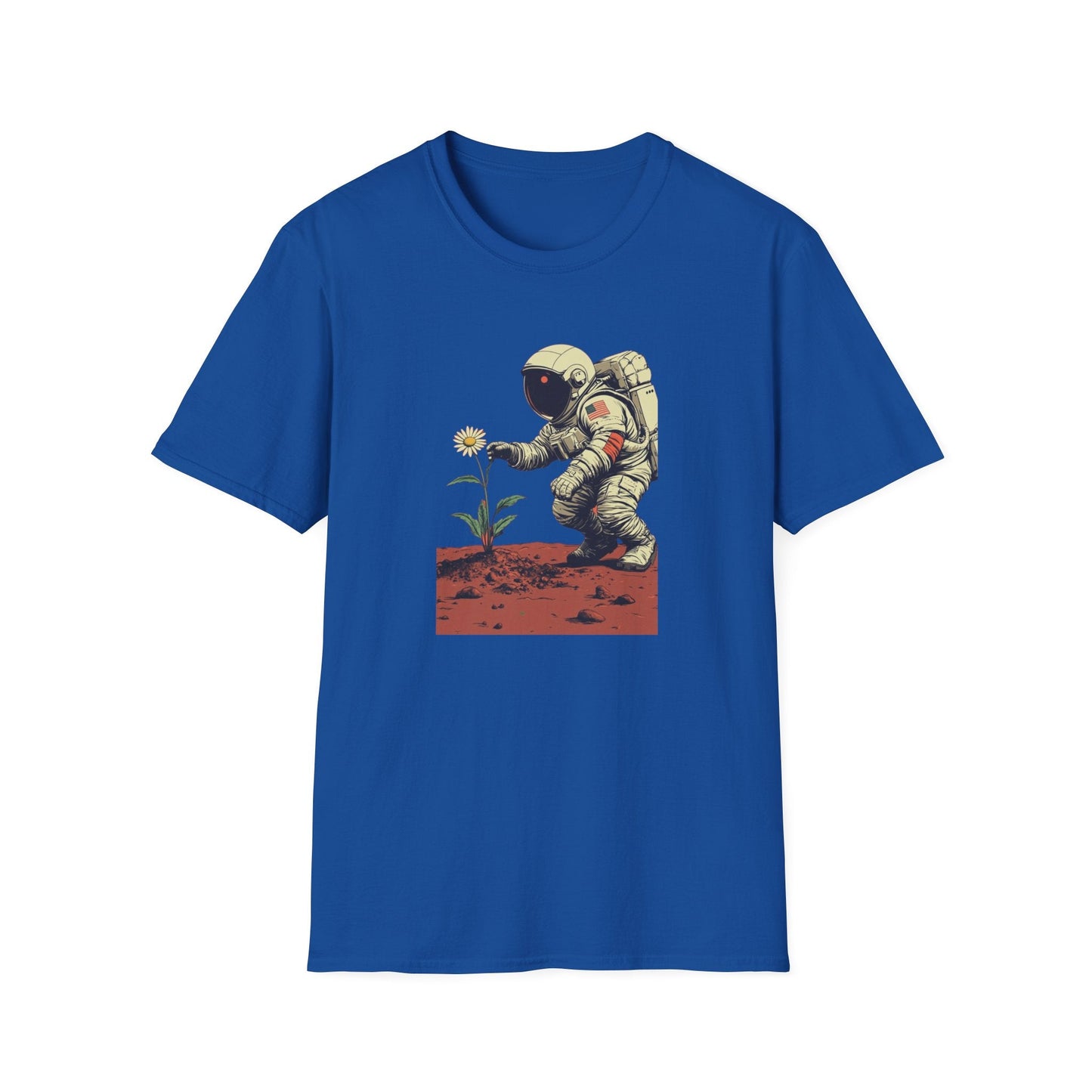 Astronaut with Daisy – Terraforming of Mars  – T-shirt