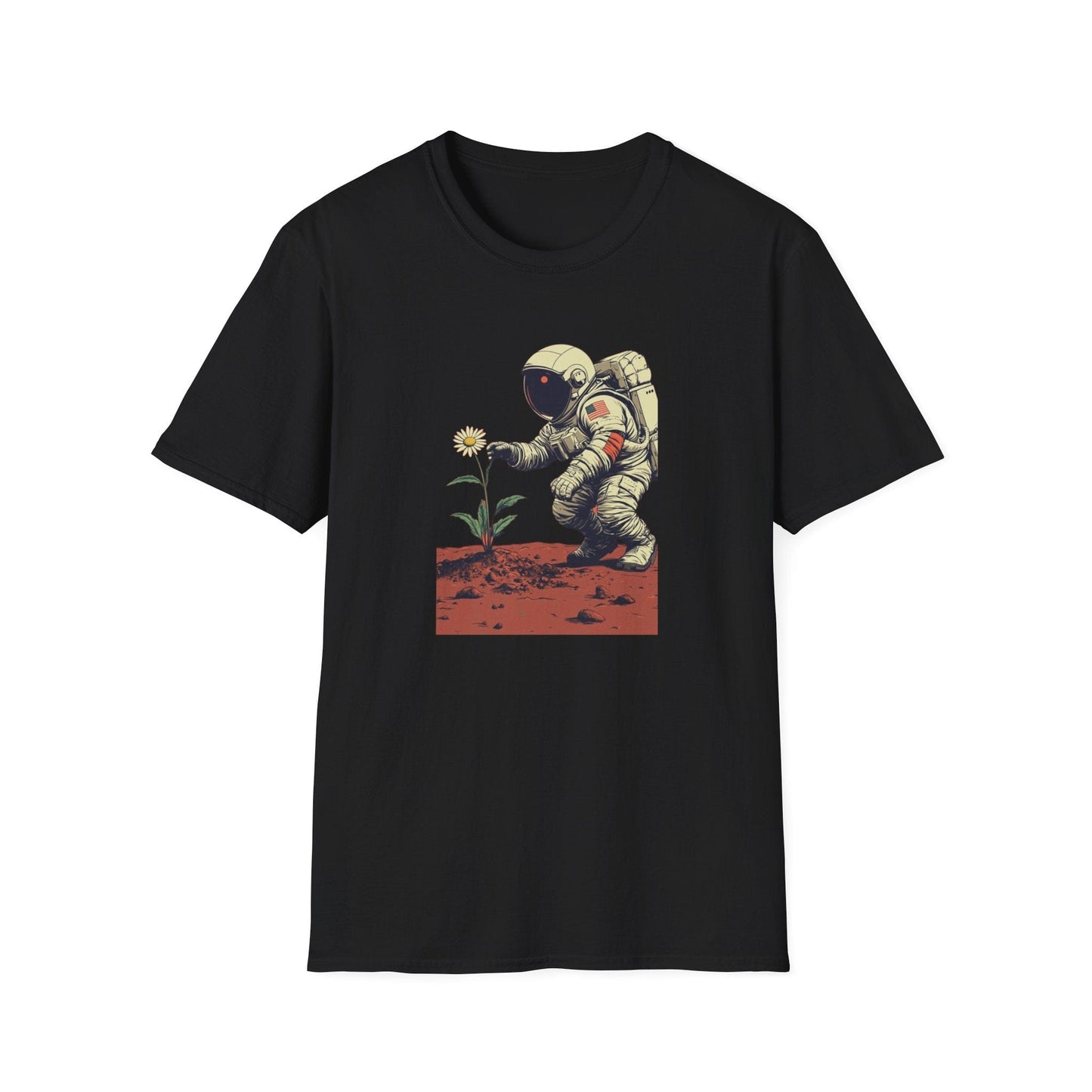 Astronaut with Daisy – Terraforming of Mars  – T-shirt