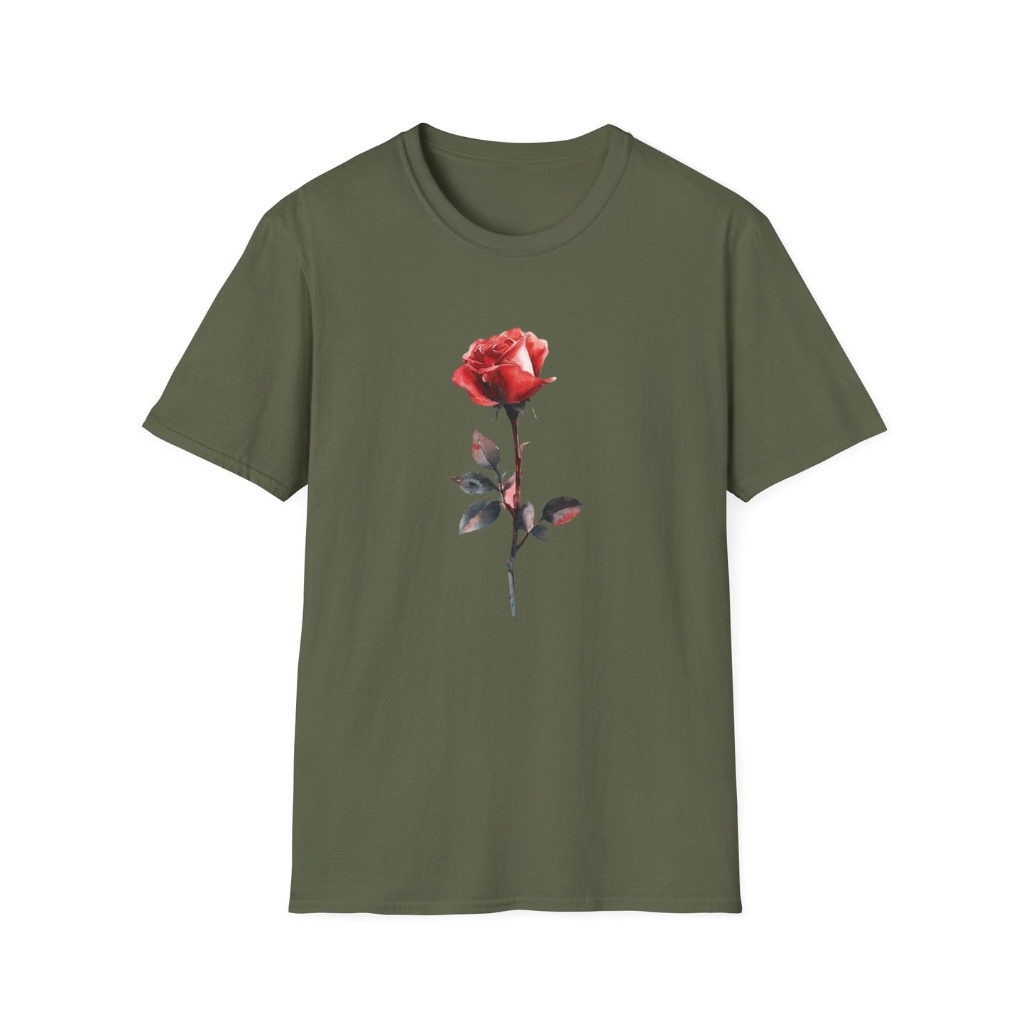 Single Watercolour Red Rose – T-shirt