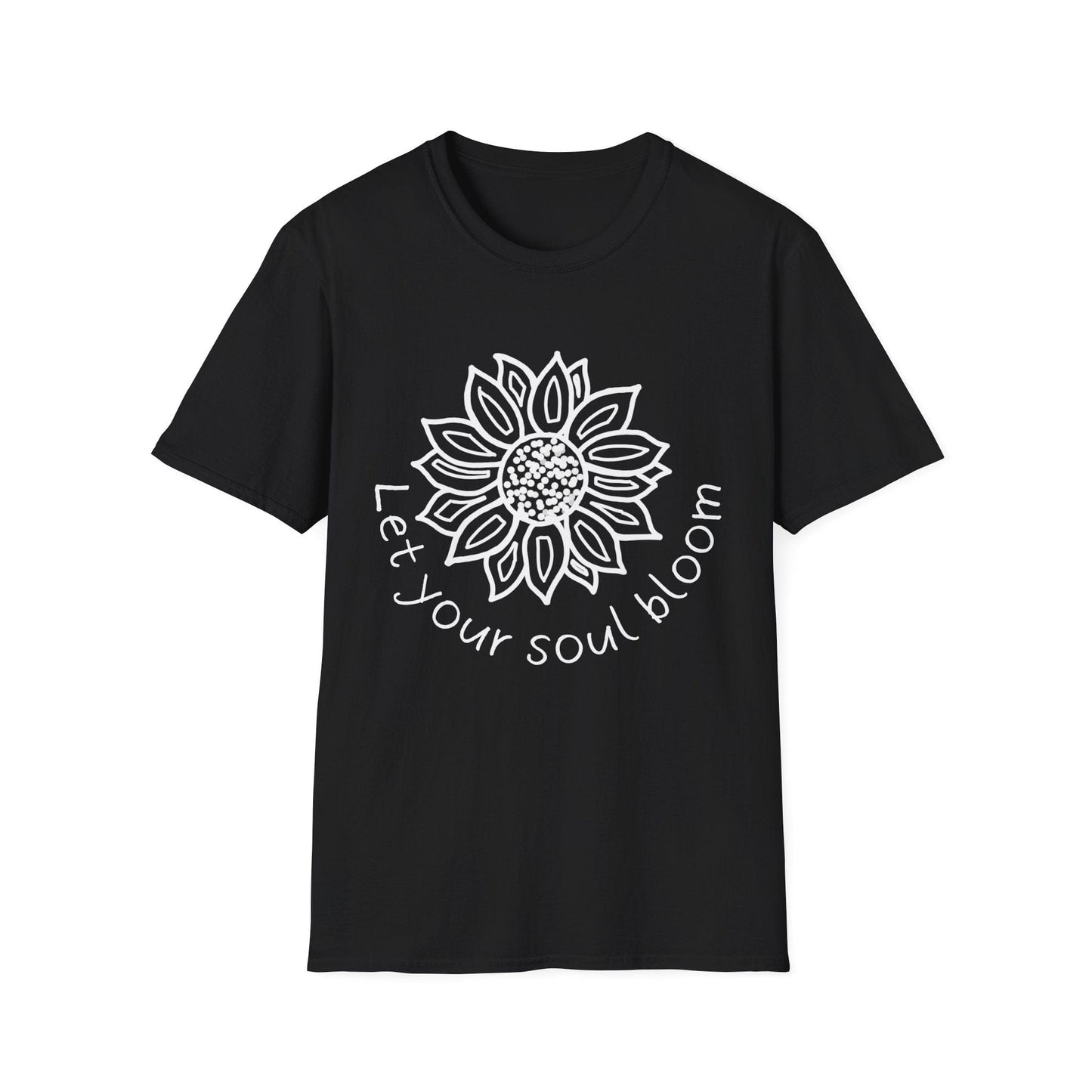 "Let Your Soul Bloom" Dotted Mandala Sunflower  – T-shirt
