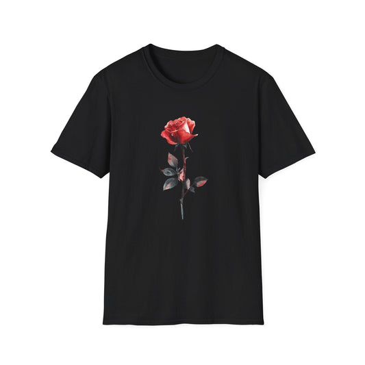 Single Watercolour Red Rose – T-shirt