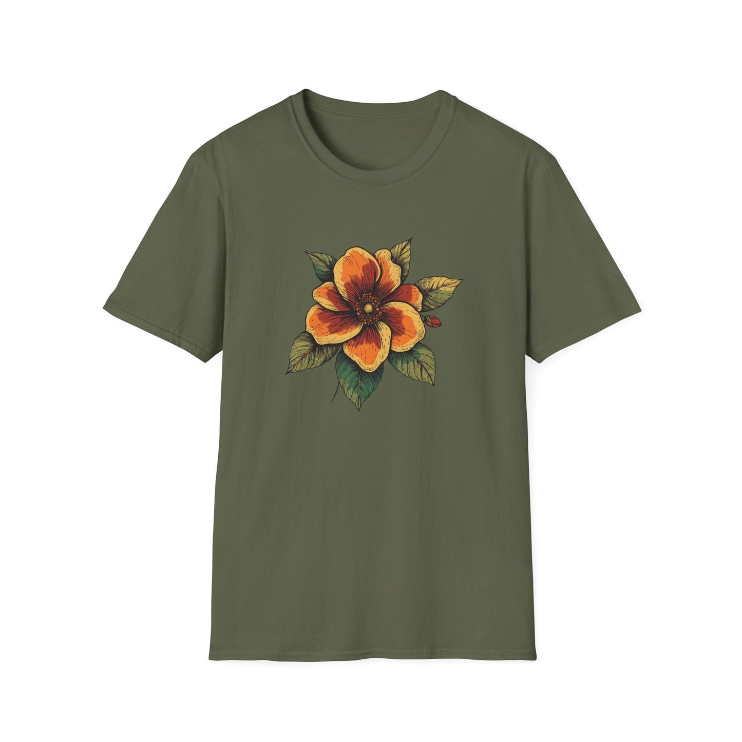 Orange Retro Flower  – T-shirt
