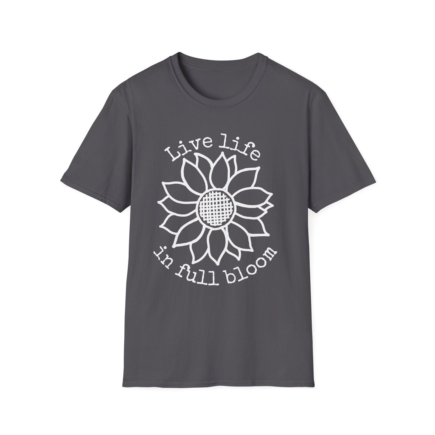 "Live Life in Full Bloom" Criss Cross Sunflower  – T-shirt
