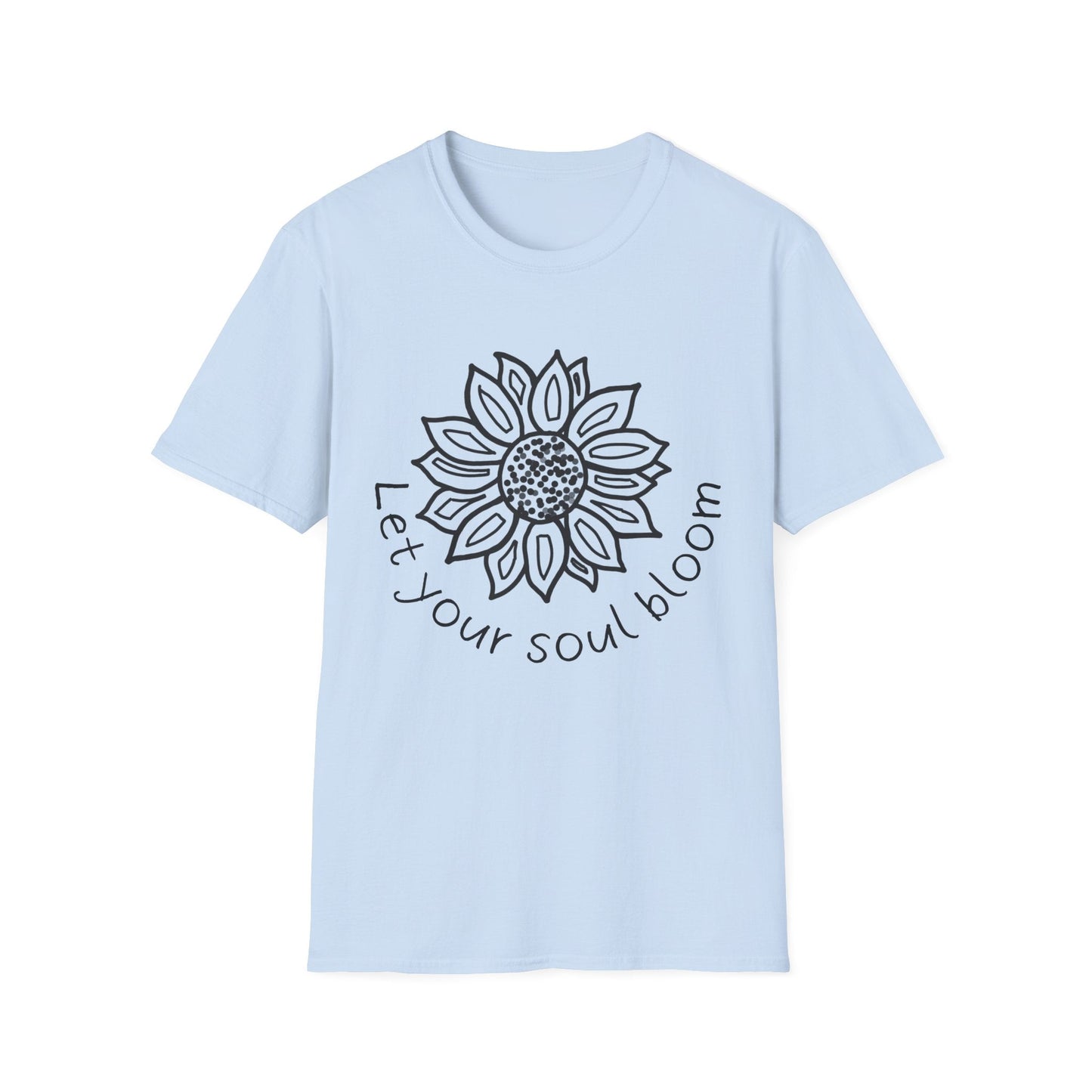 "Let Your Soul Bloom" Dotted Mandala Sunflower  – T-shirt