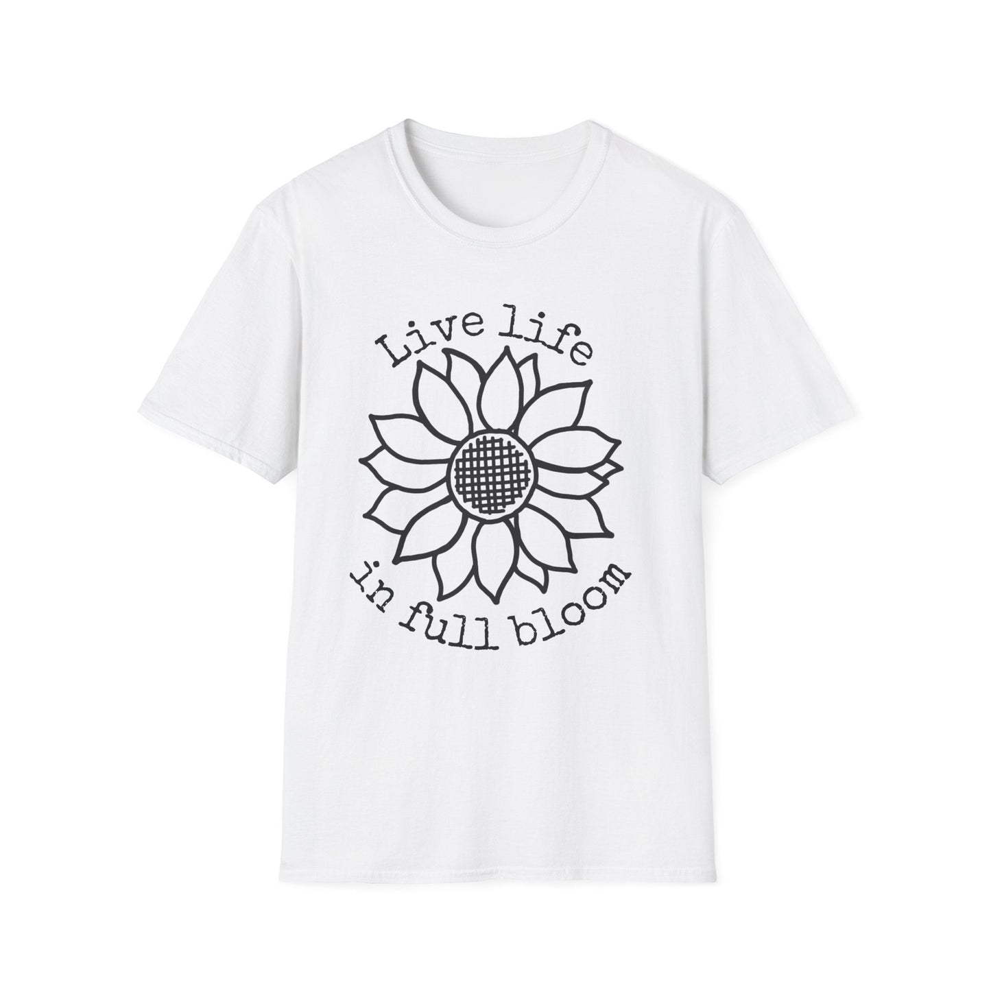 "Live Life in Full Bloom" Criss Cross Sunflower  – T-shirt