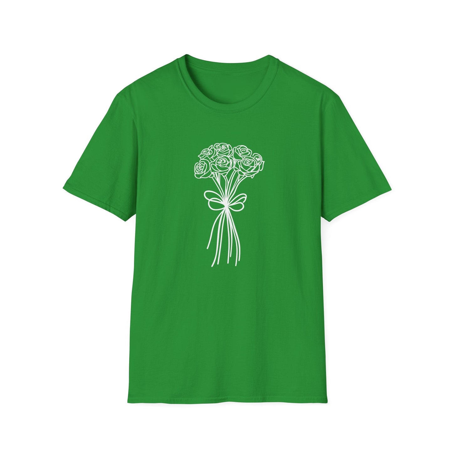 Sketch Rose Bouquet  – White – T-shirt