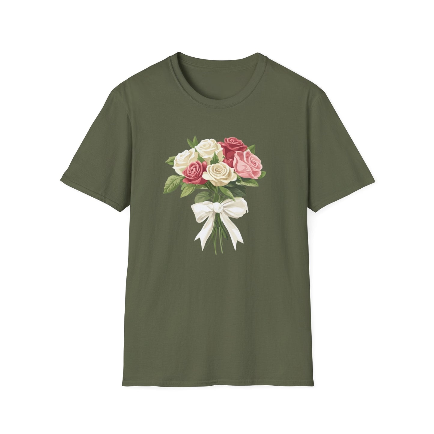 Bouquet of Roses in White Ribbon  – T-shirt