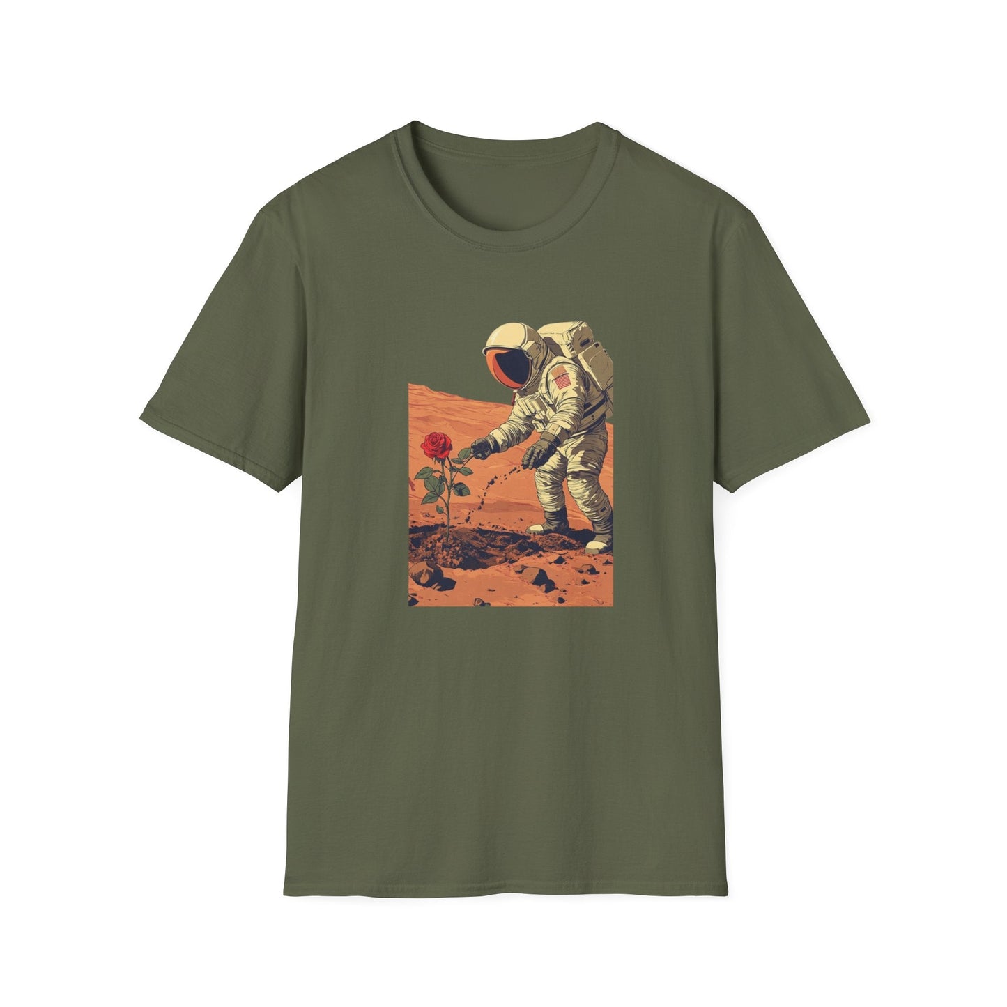 Astronaut with Rose – Terraforming of Mars – T-shirt