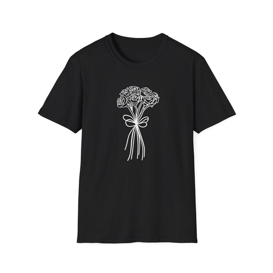 Sketch Rose Bouquet  – White – T-shirt