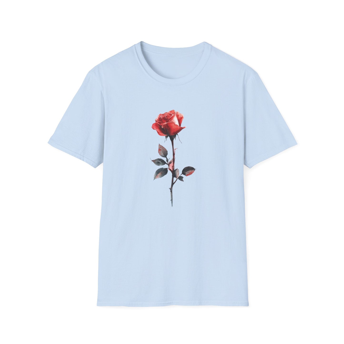 Single Watercolour Red Rose – T-shirt