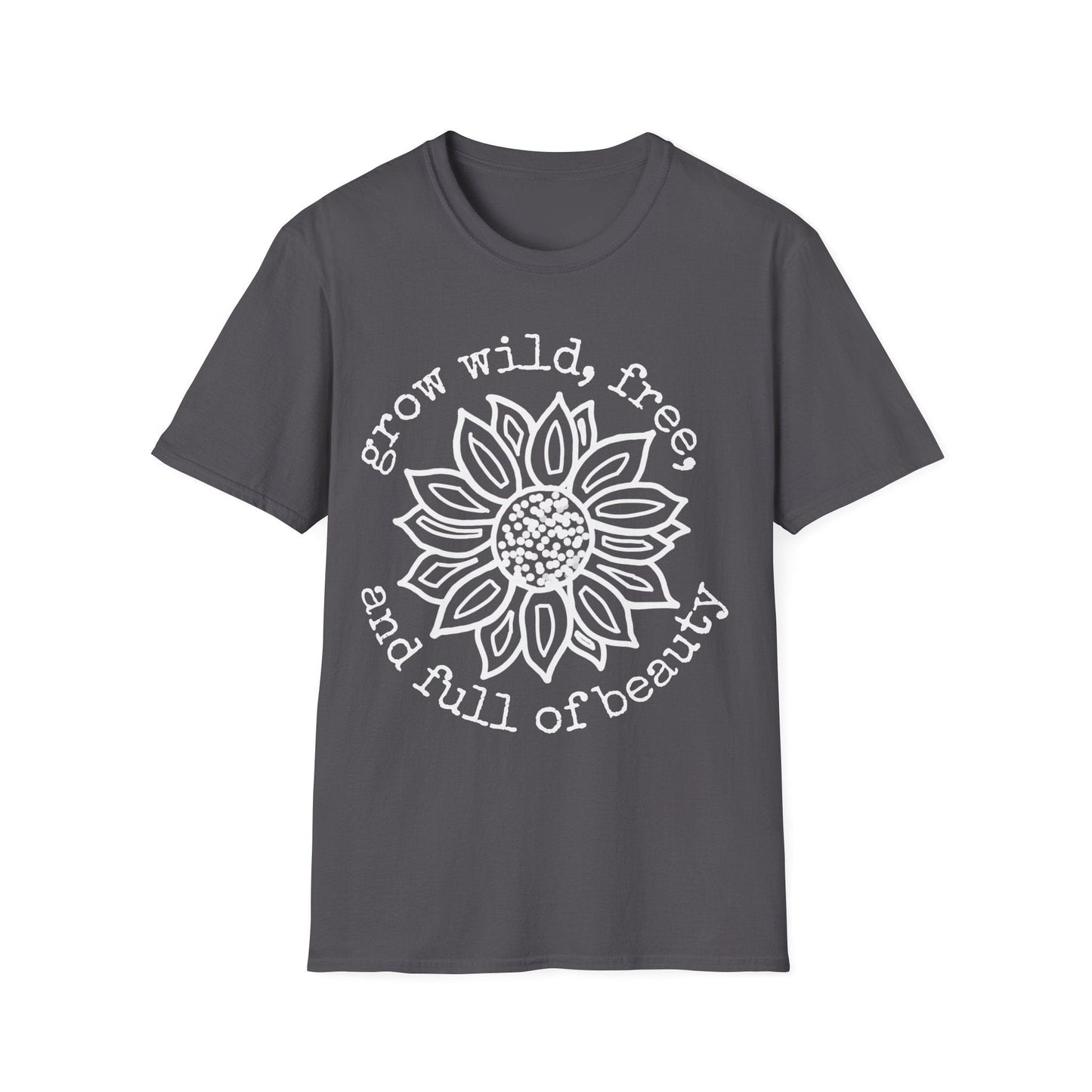 "Grow Wild, Free, and Full of Beauty" Dotted Mandala Sunflower  – T-shirt