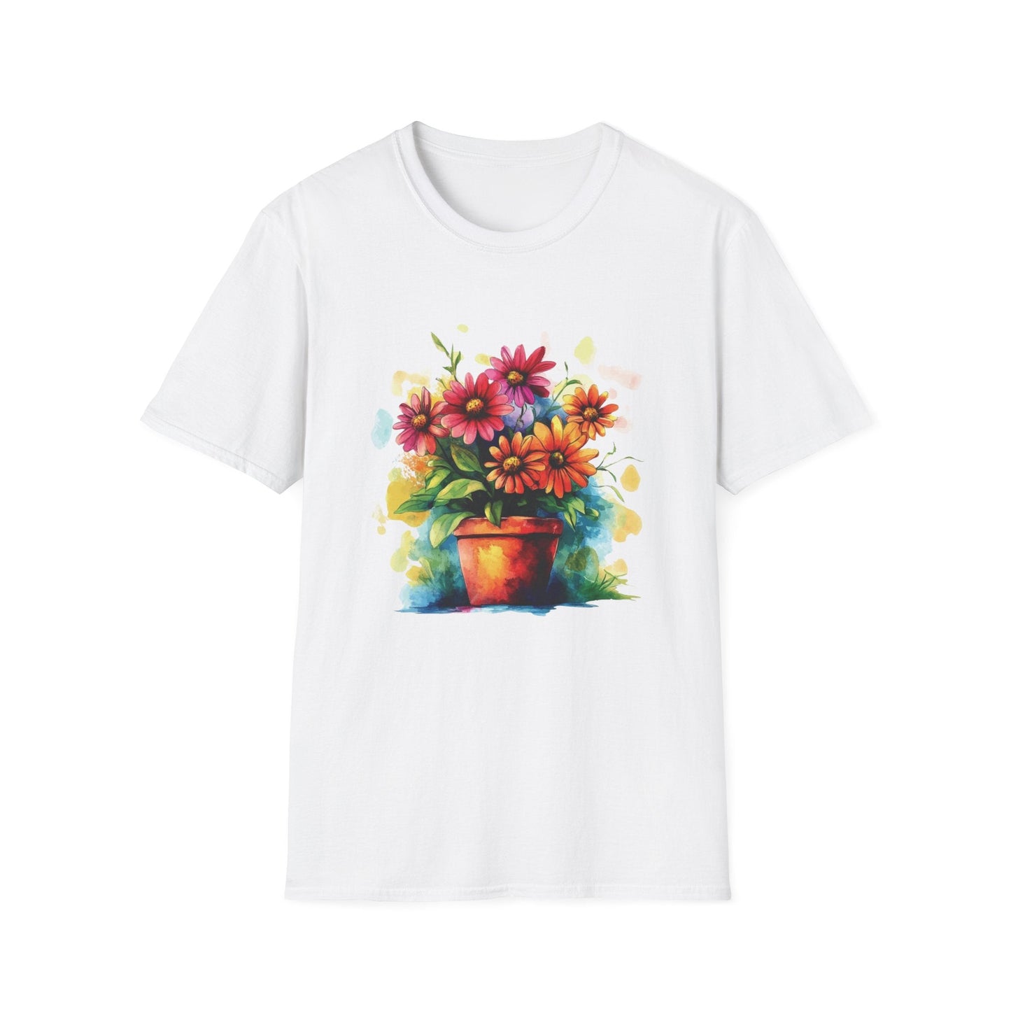 Pink and Orange Watercolour Daisies  – T-shirt
