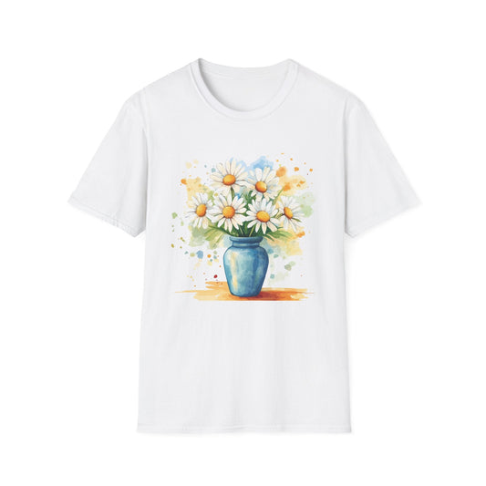 Watercolor Vase of Daisies  – T-shirt