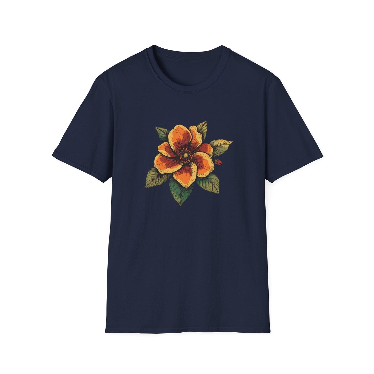 Orange Retro Flower  – T-shirt