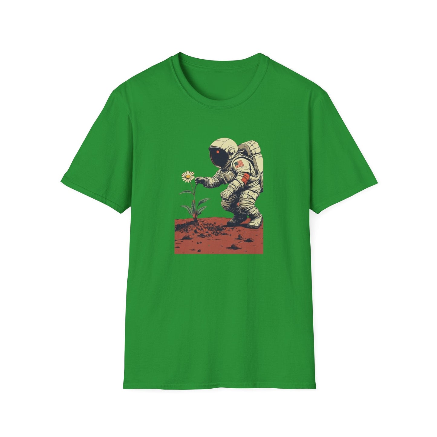Astronaut with Daisy – Terraforming of Mars  – T-shirt