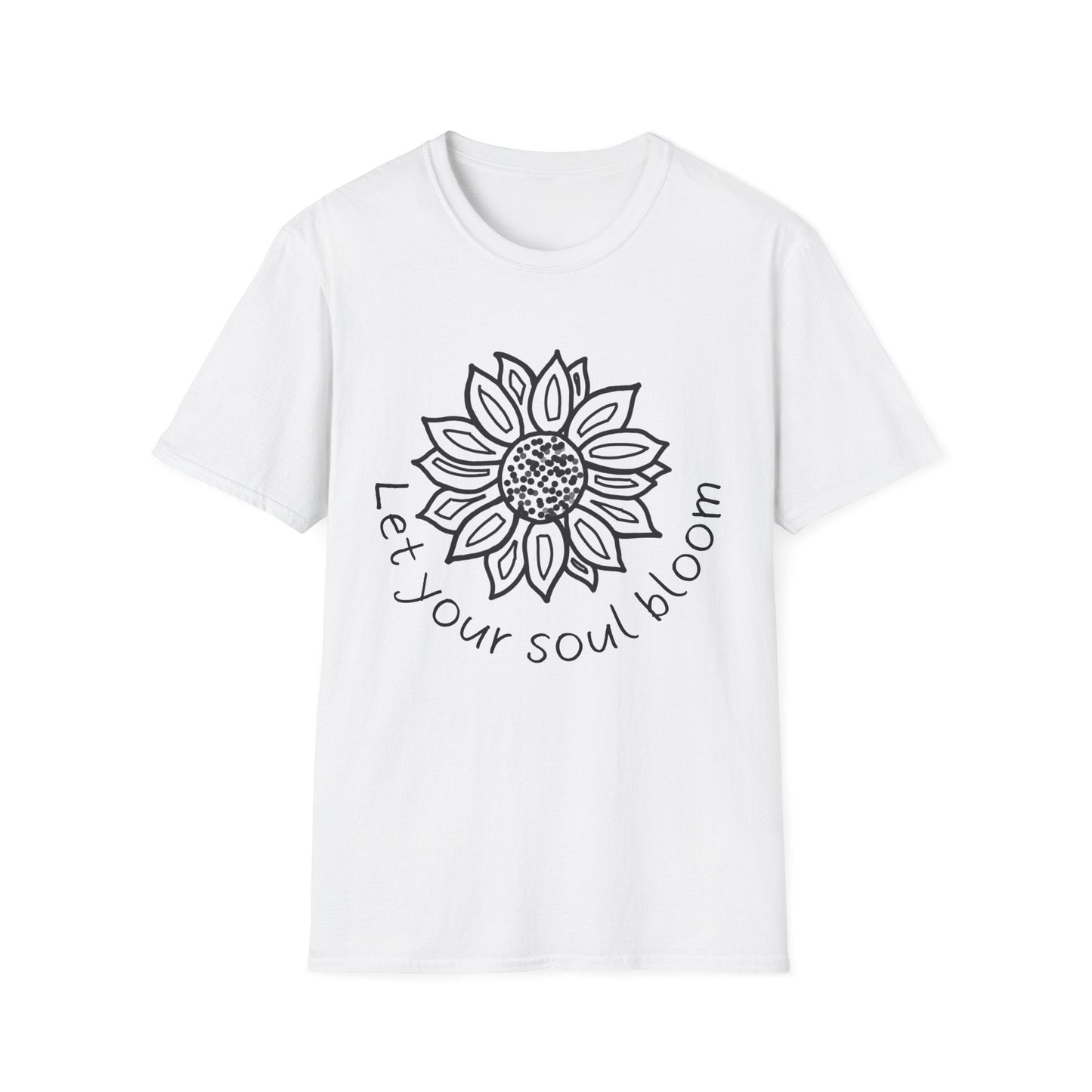 "Let Your Soul Bloom" Dotted Mandala Sunflower  – T-shirt