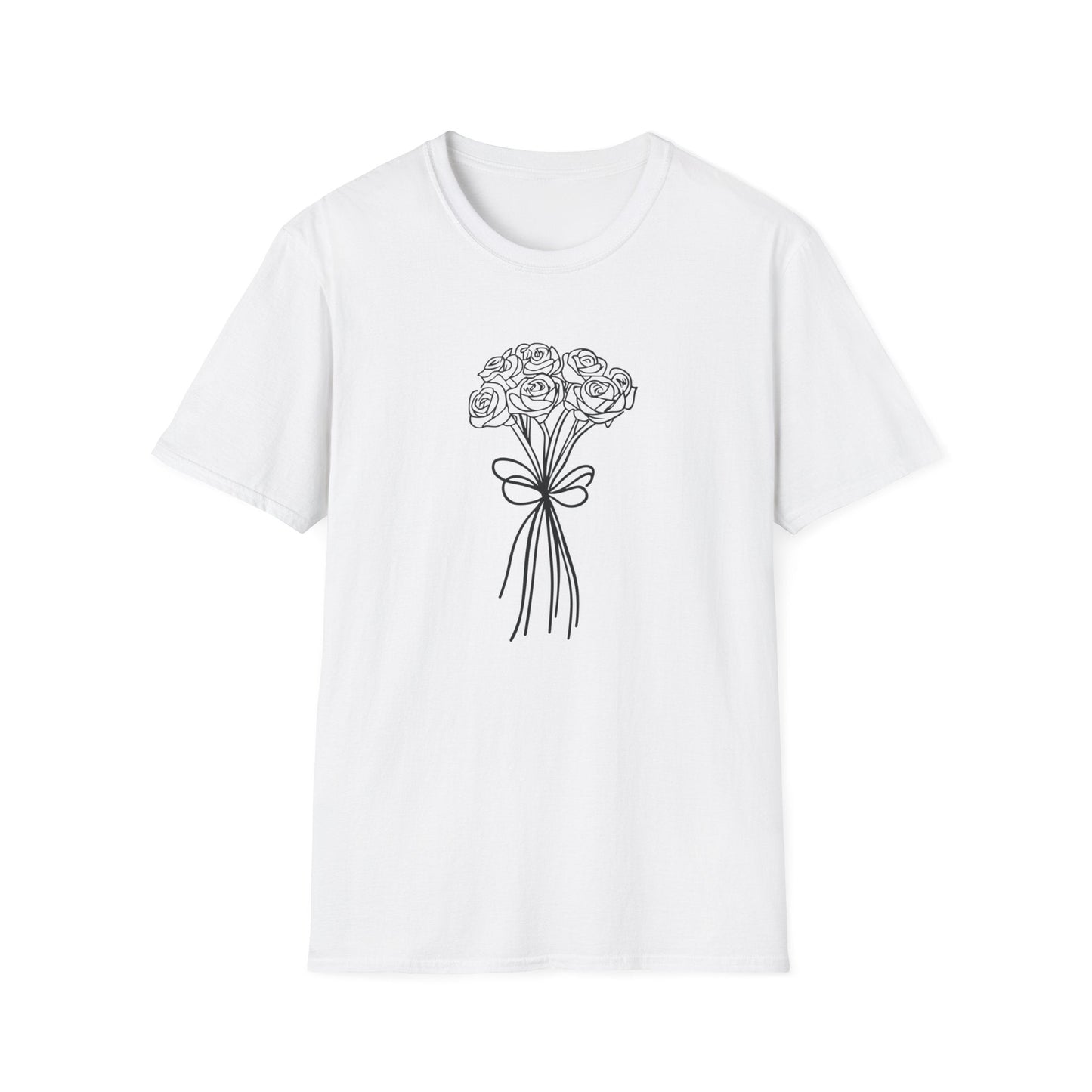 Sketch Rose Bouquet  – Black – T-shirt