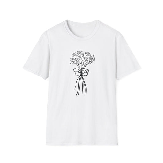 Sketch Rose Bouquet  – Black – T-shirt