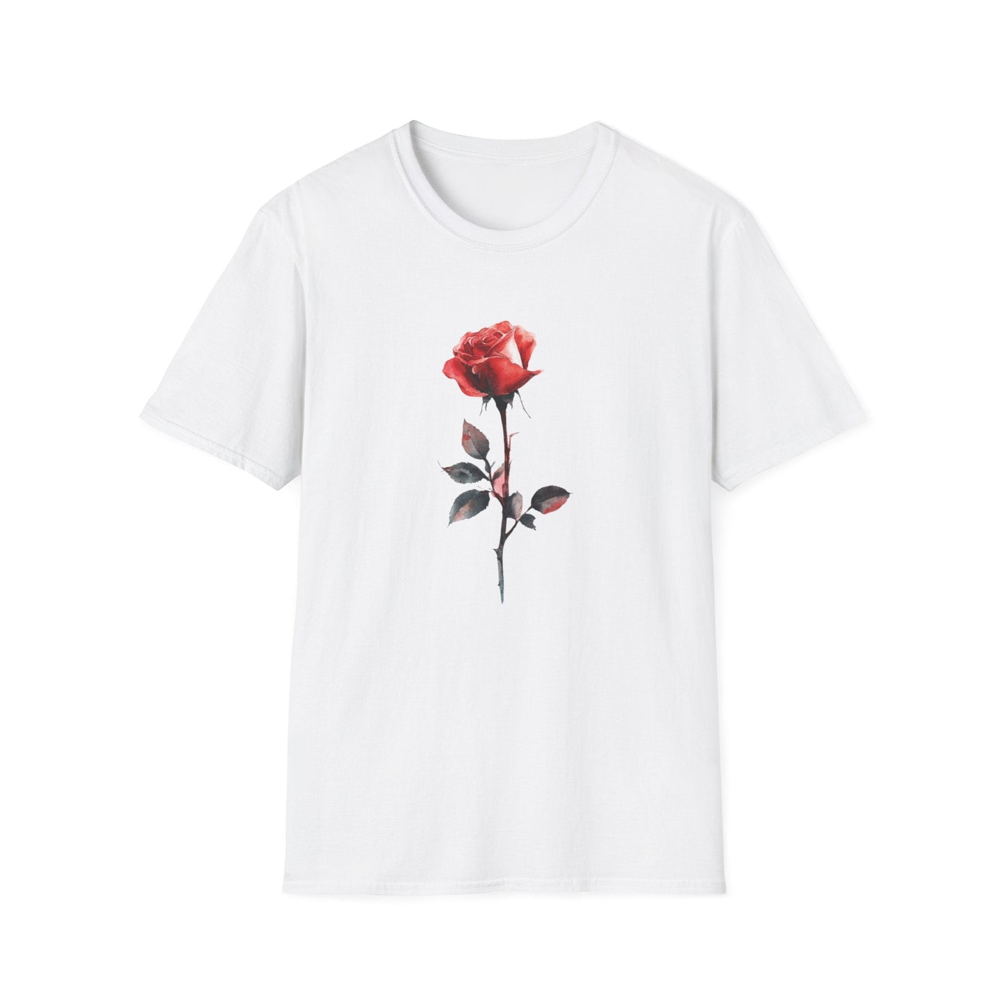 Single Watercolour Red Rose – T-shirt