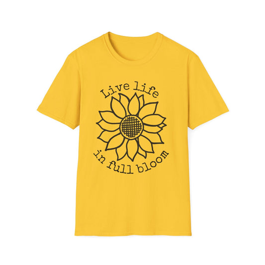 "Live Life in Full Bloom" Criss Cross Sunflower  – T-shirt