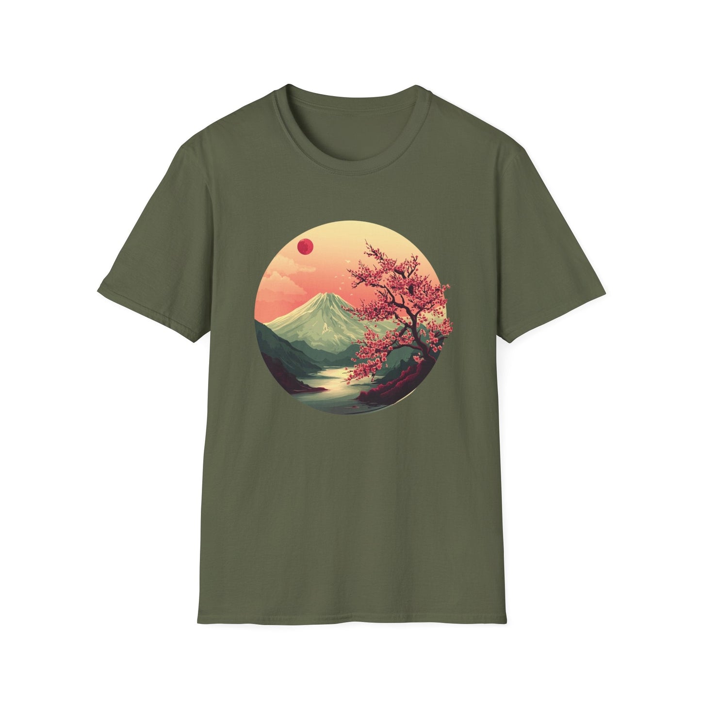 Volcano and Cherry Blossoms Under the Moon  – T-shirt