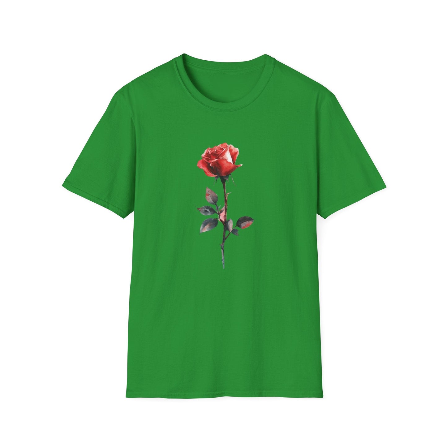 Single Watercolour Red Rose – T-shirt