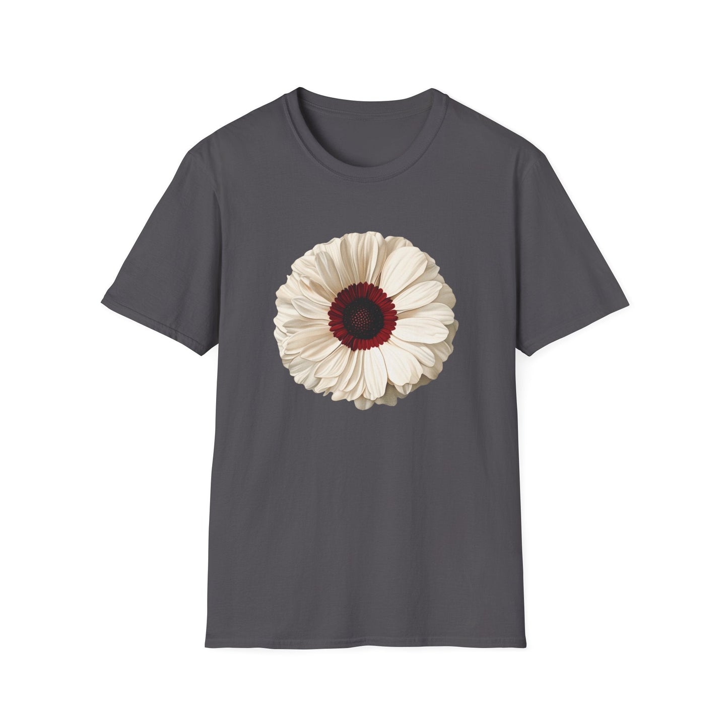 White Daisy with Dark Red Disk Flowers  – T-shirt