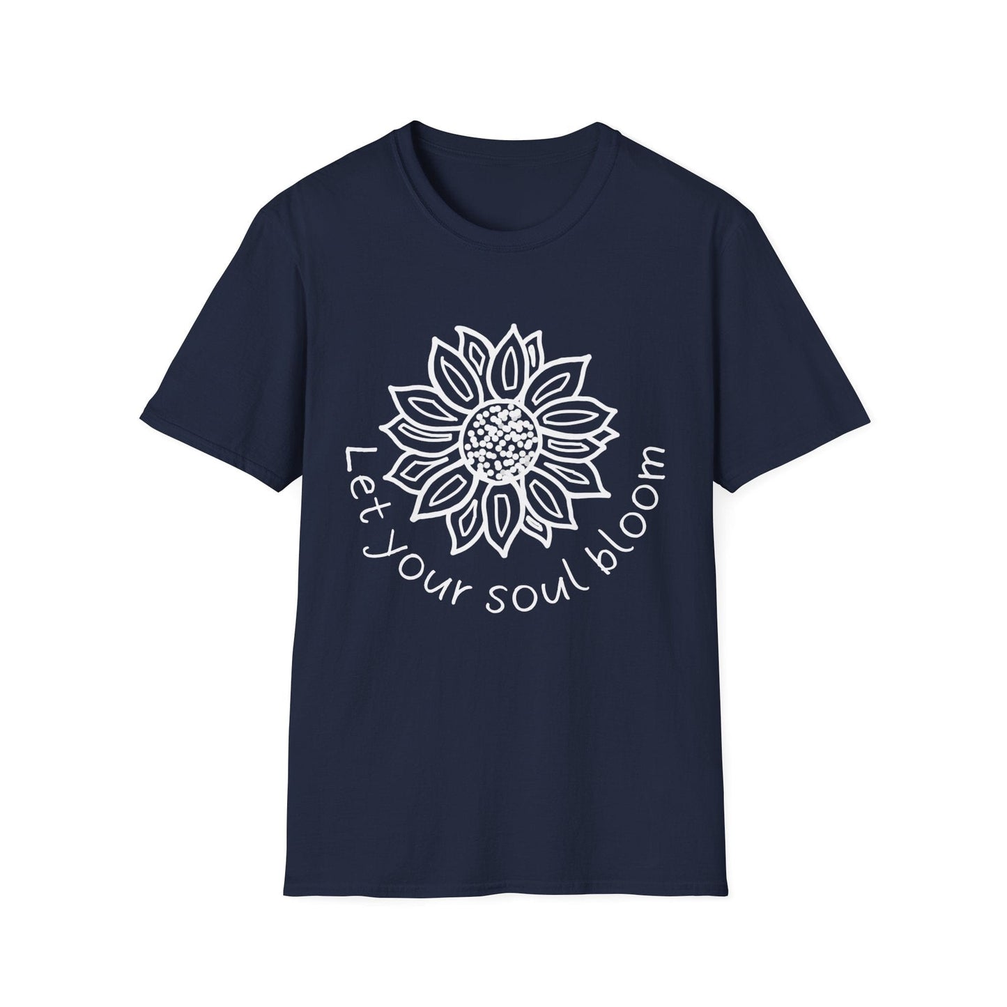 "Let Your Soul Bloom" Dotted Mandala Sunflower  – T-shirt