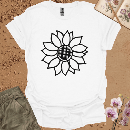 Criss Cross Sunflower - Black- Tshirt
