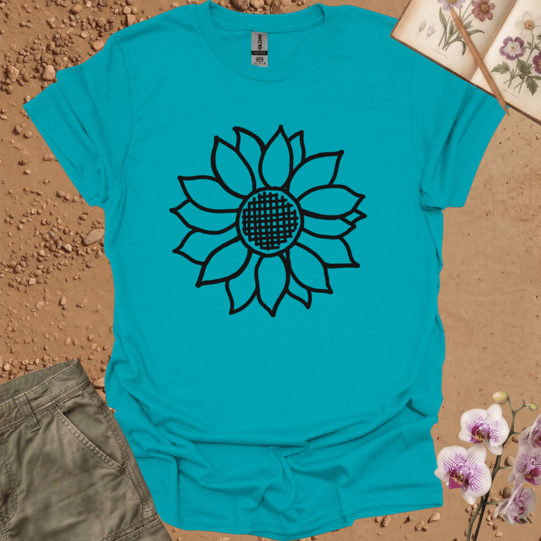 Criss Cross Sunflower - Black- Tshirt