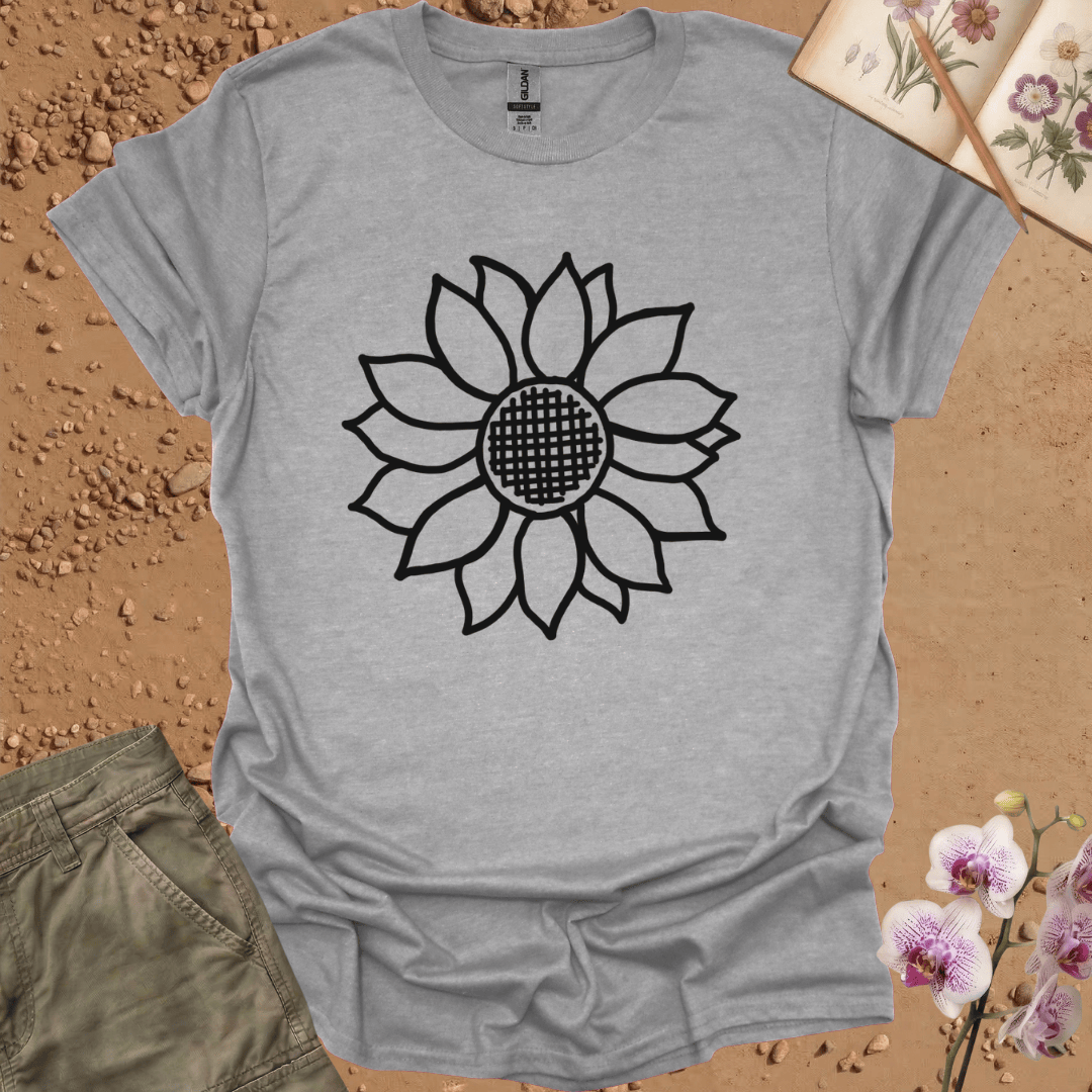 Criss Cross Sunflower - Black- Tshirt