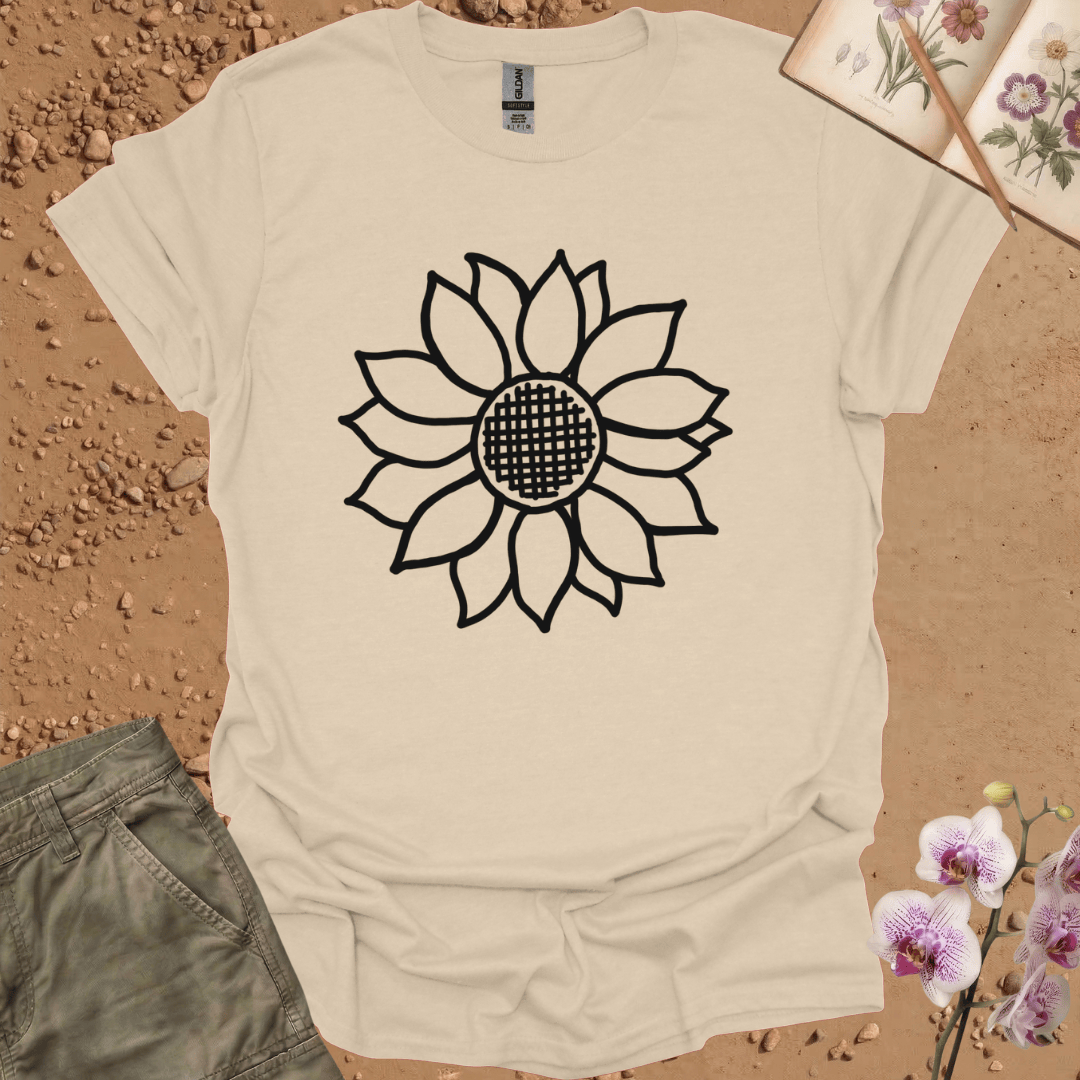 Criss Cross Sunflower - Black- Tshirt
