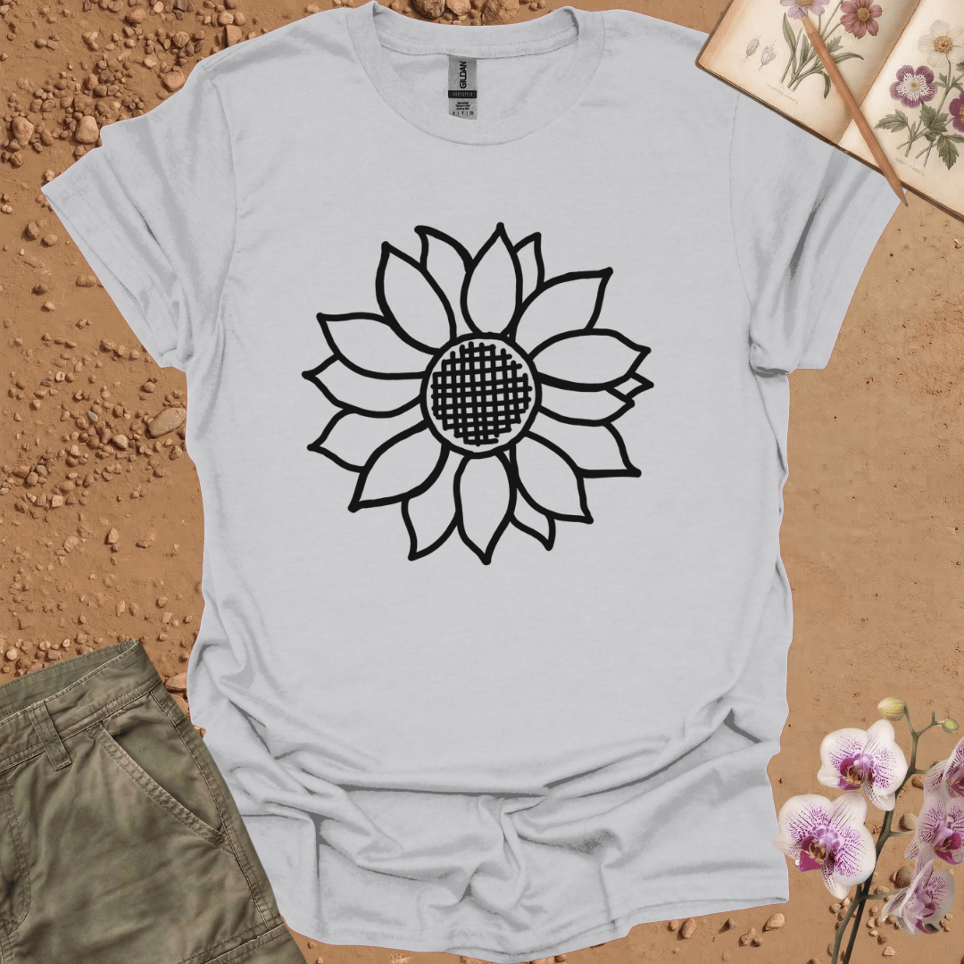 Criss Cross Sunflower - Black- Tshirt