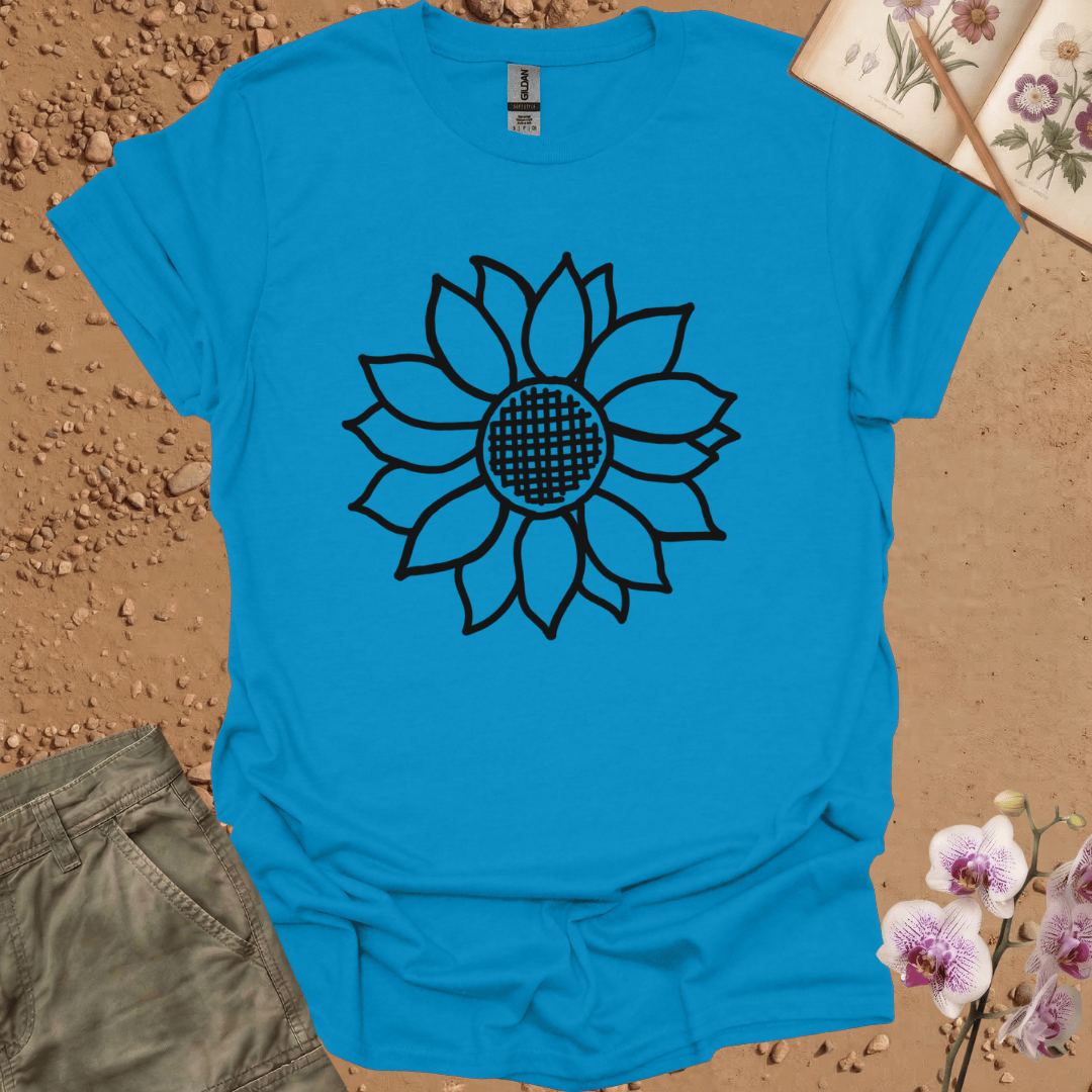 Criss Cross Sunflower - Black- Tshirt
