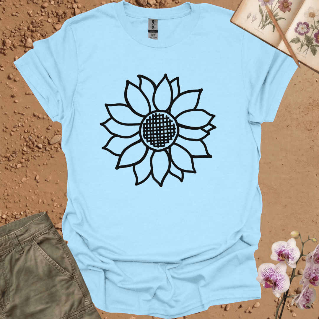 Criss Cross Sunflower - Black- Tshirt