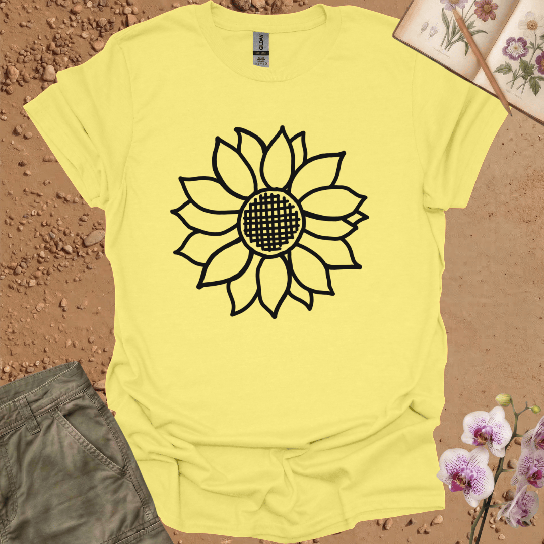 Criss Cross Sunflower - Black- Tshirt