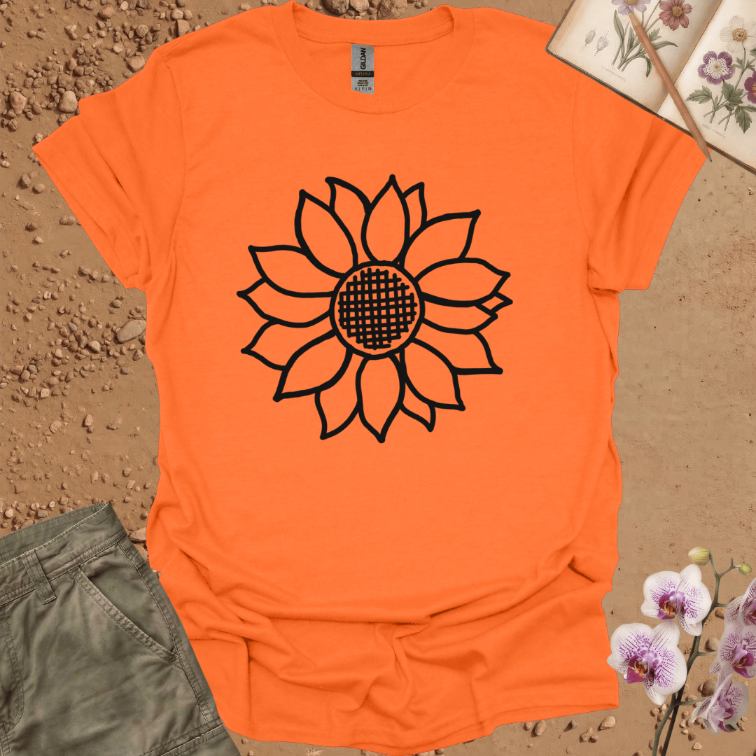 Criss Cross Sunflower - Black- Tshirt
