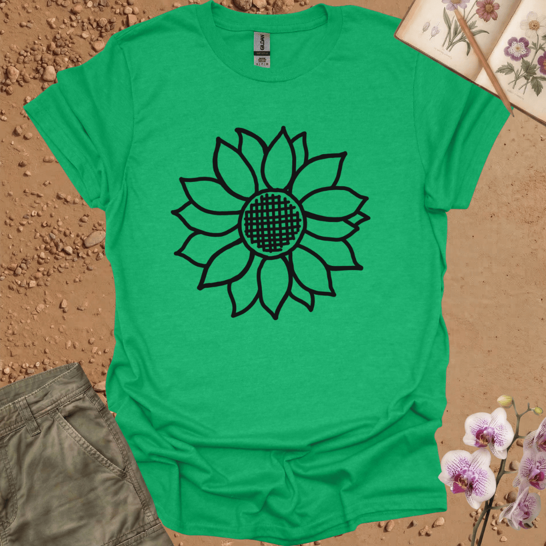 Criss Cross Sunflower - Black- Tshirt
