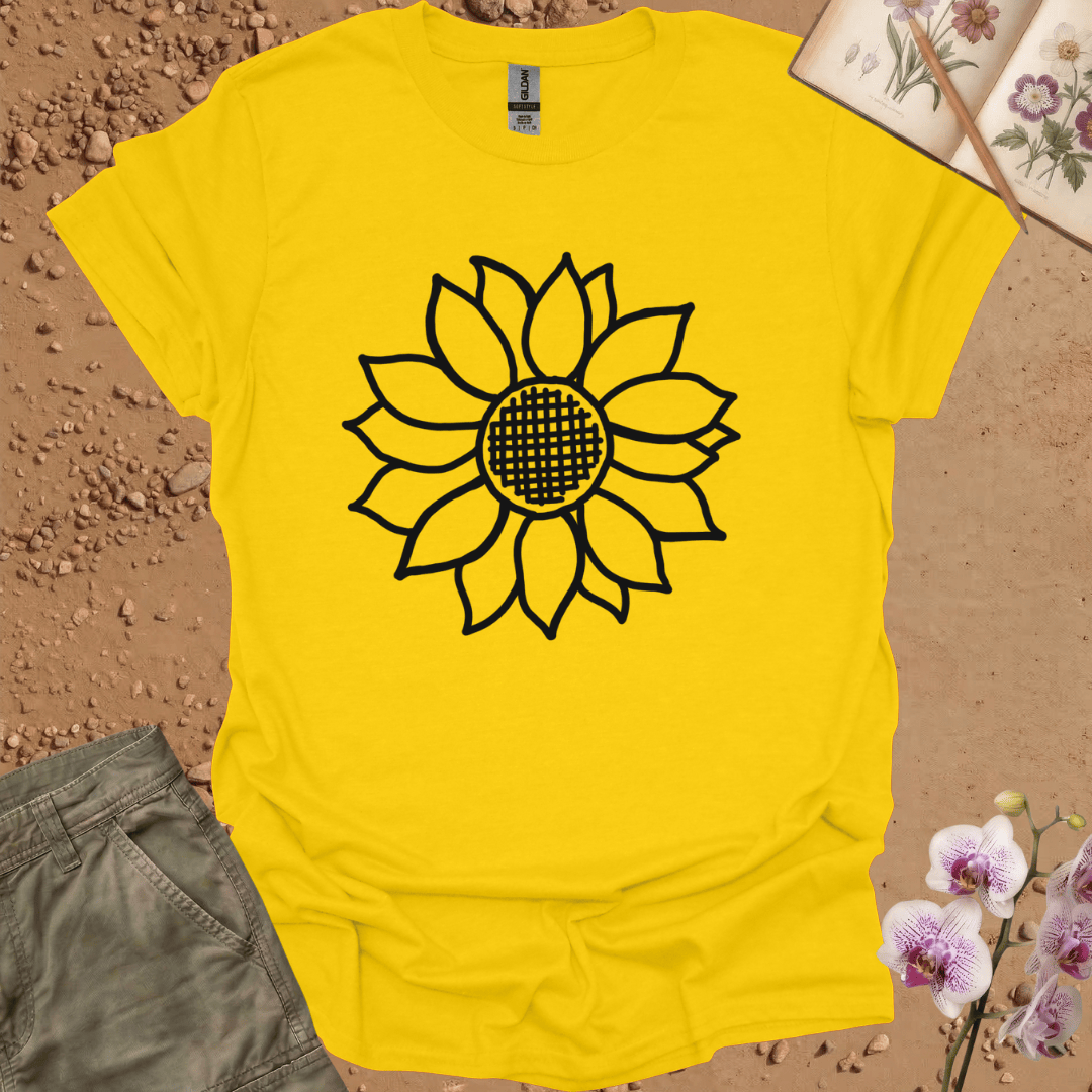 Criss Cross Sunflower - Black- Tshirt