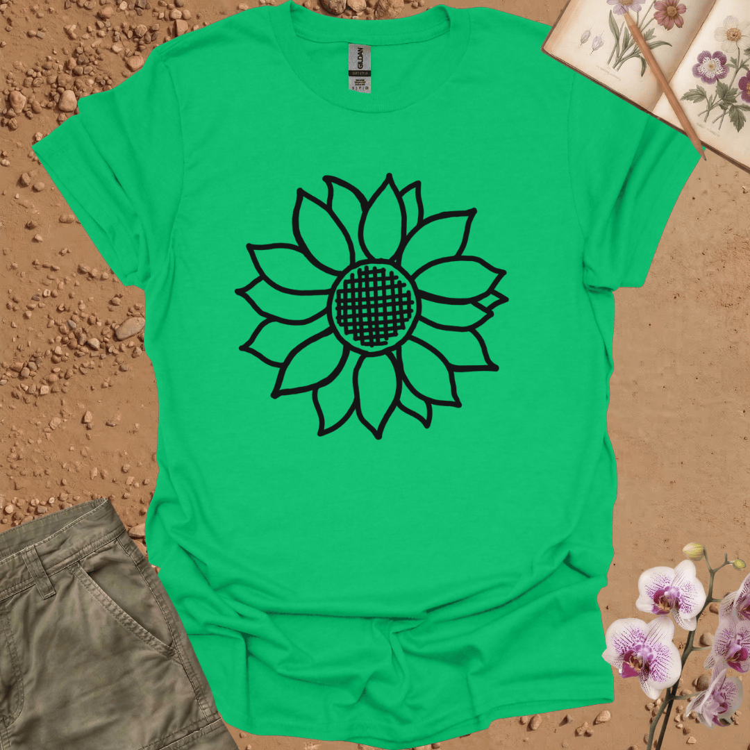 Criss Cross Sunflower - Black- Tshirt
