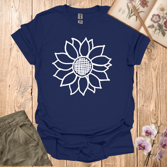 Criss Cross Sunflower – White  – T-shirt