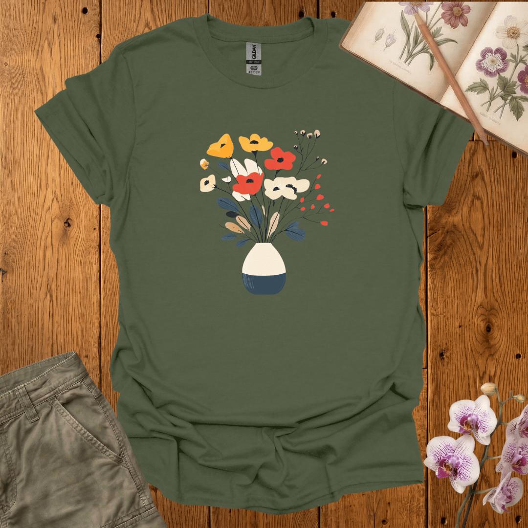Warm Colored Flowers in Vase