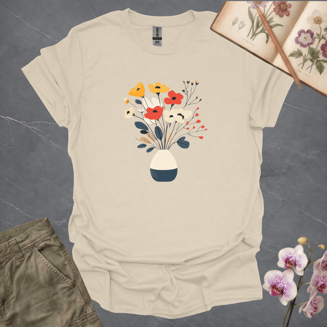 Warm Colored Flowers in Vase