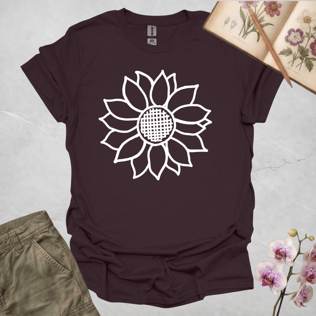 Criss Cross Sunflower – White – T-shirt
