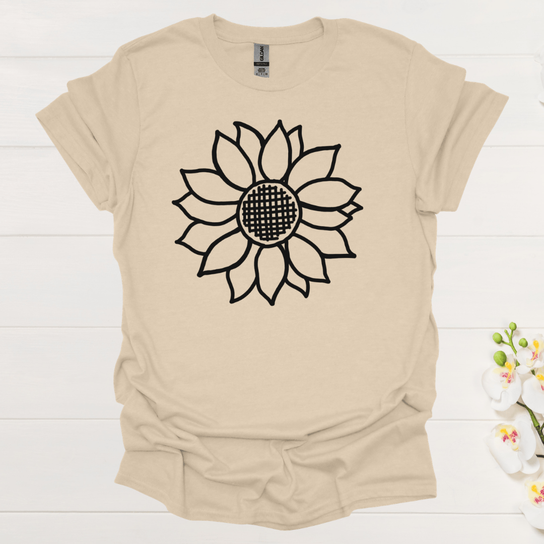 Criss Cross Sunflower – Black – T-shirt