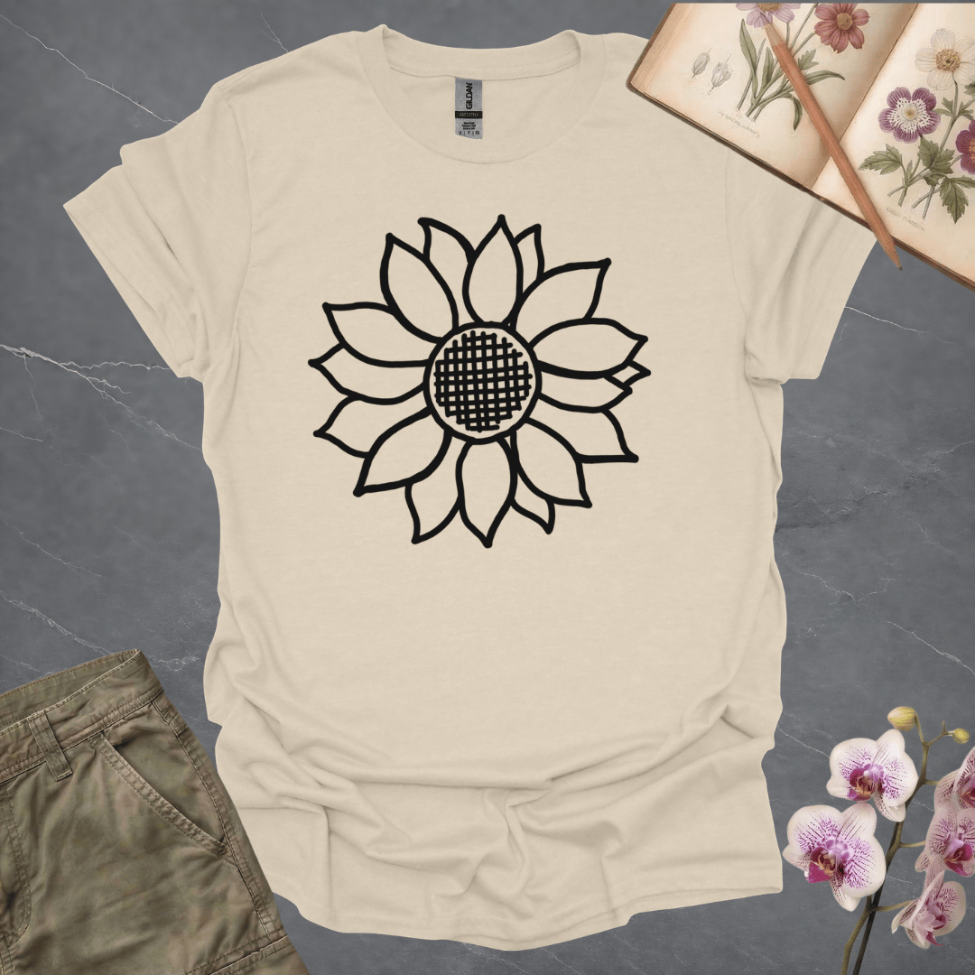 Criss Cross Sunflower – Black – T-shirt
