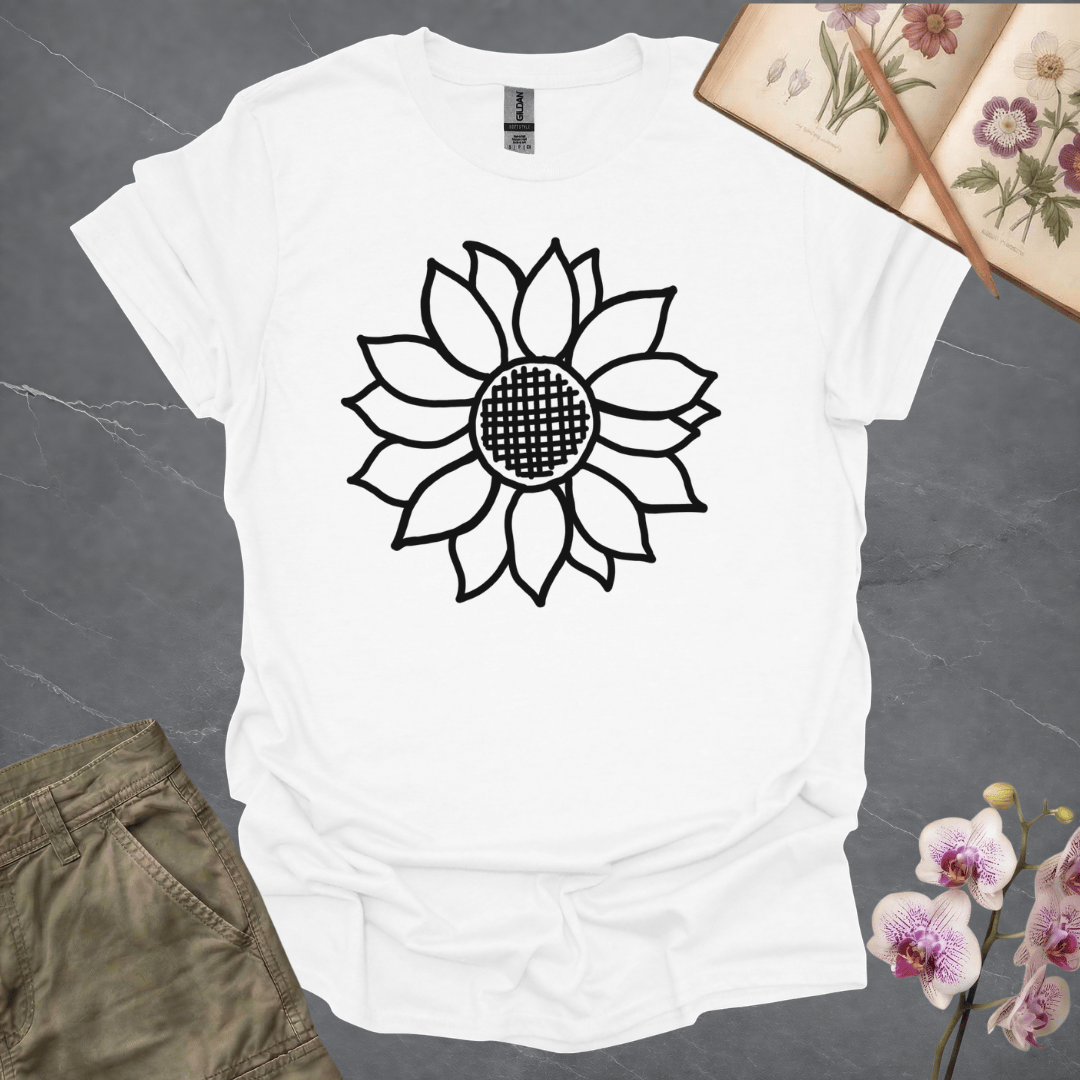 Criss Cross Sunflower – Black – T-shirt